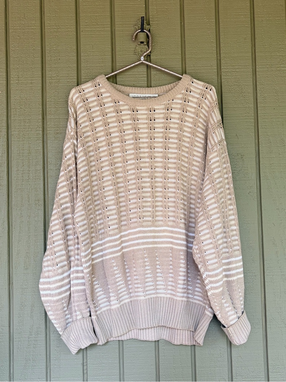VTG Jantzen Heavyweight Open Stitch Striped Sweater L